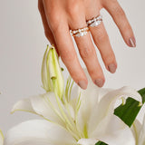 - The Dainty Pearls Moissanite Ring -