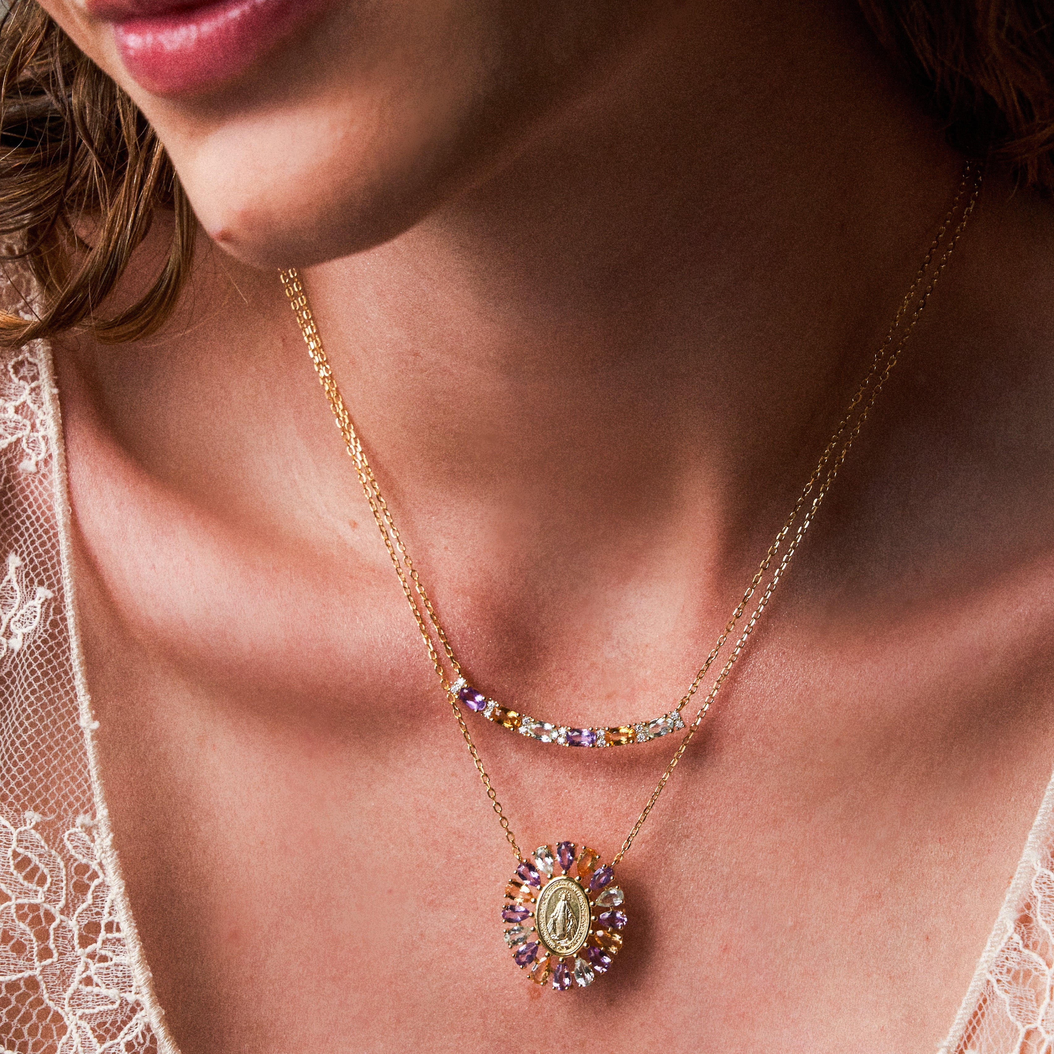 - The Madonna Gemstones Necklace -