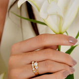 - The Dainty Pearls Moissanite Ring -