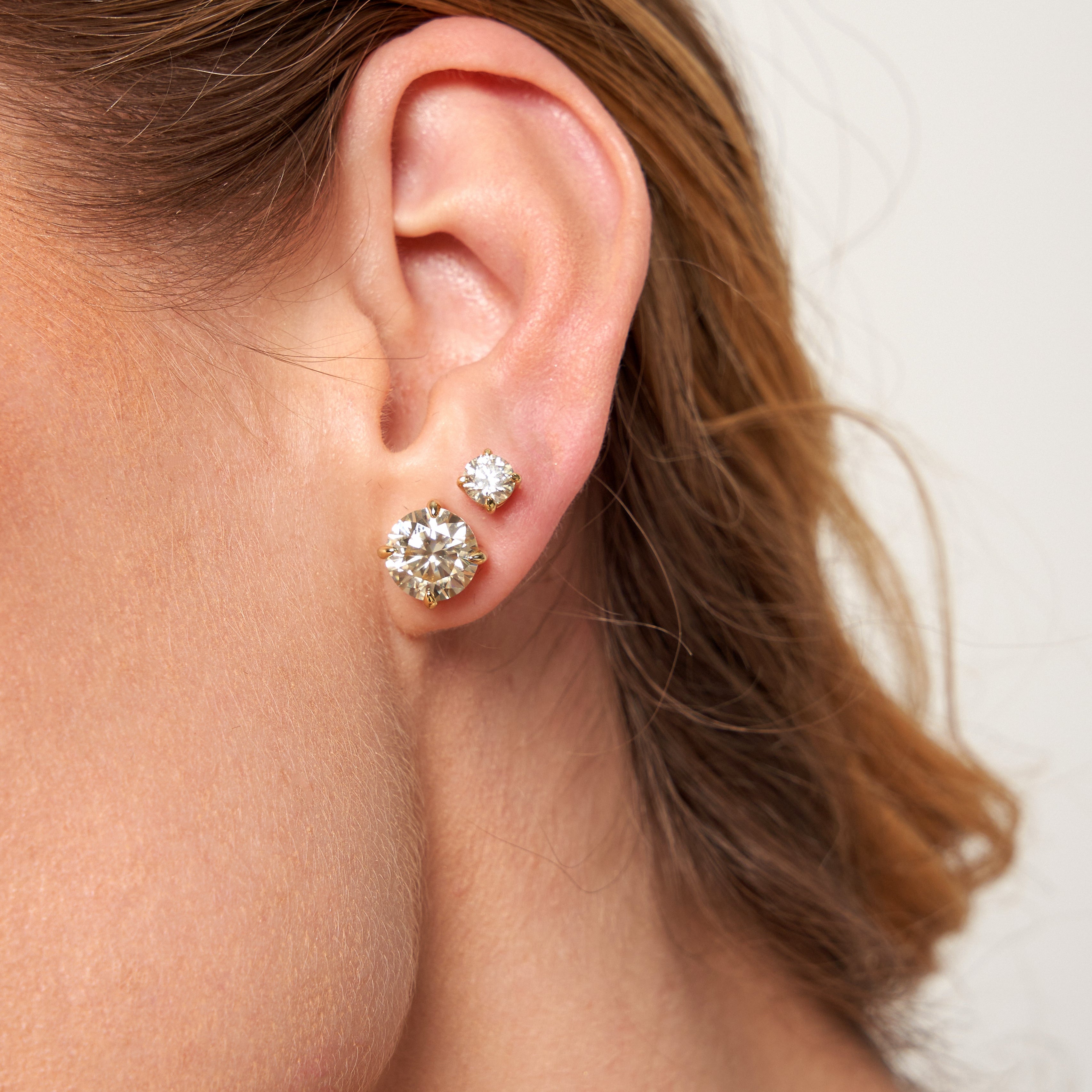 - The Classic 9mm Champagne Moissanite Earrings -